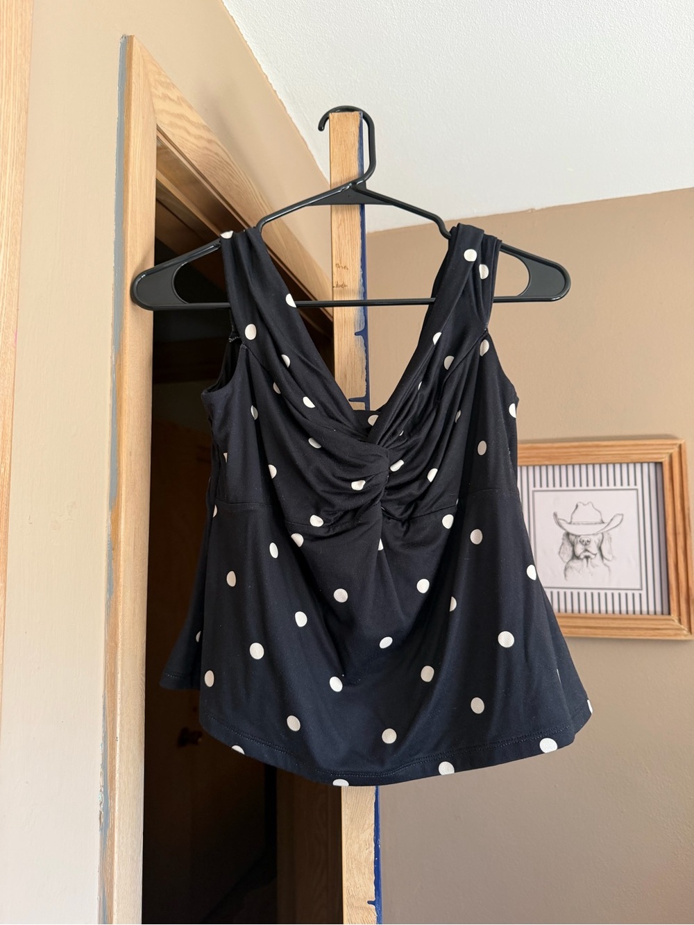 a new day Black Polka Dot Twist-Front Camisole